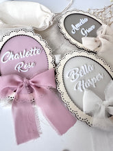 Load image into Gallery viewer, Personalised Scallop Vintage Baby Name Plaque