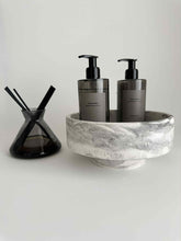 Load image into Gallery viewer, Martinique Black/Grey Marble Pedestal Bowl