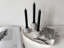 Load image into Gallery viewer, Black Fleck Stone Pillar Candle Holders
