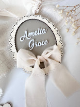 Load image into Gallery viewer, Personalised Scallop Vintage Baby Name Plaque
