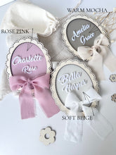 Load image into Gallery viewer, Personalised Scallop Vintage Baby Name Plaque
