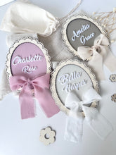 Load image into Gallery viewer, Personalised Scallop Vintage Baby Name Plaque
