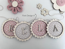 Load image into Gallery viewer, Personalised Wood Name Flower Bunting/Garland

