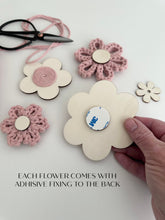 Load image into Gallery viewer, Nursery/Bedroom Wooden/Cotton Wall Flower Decor Hanging Set Of Four
