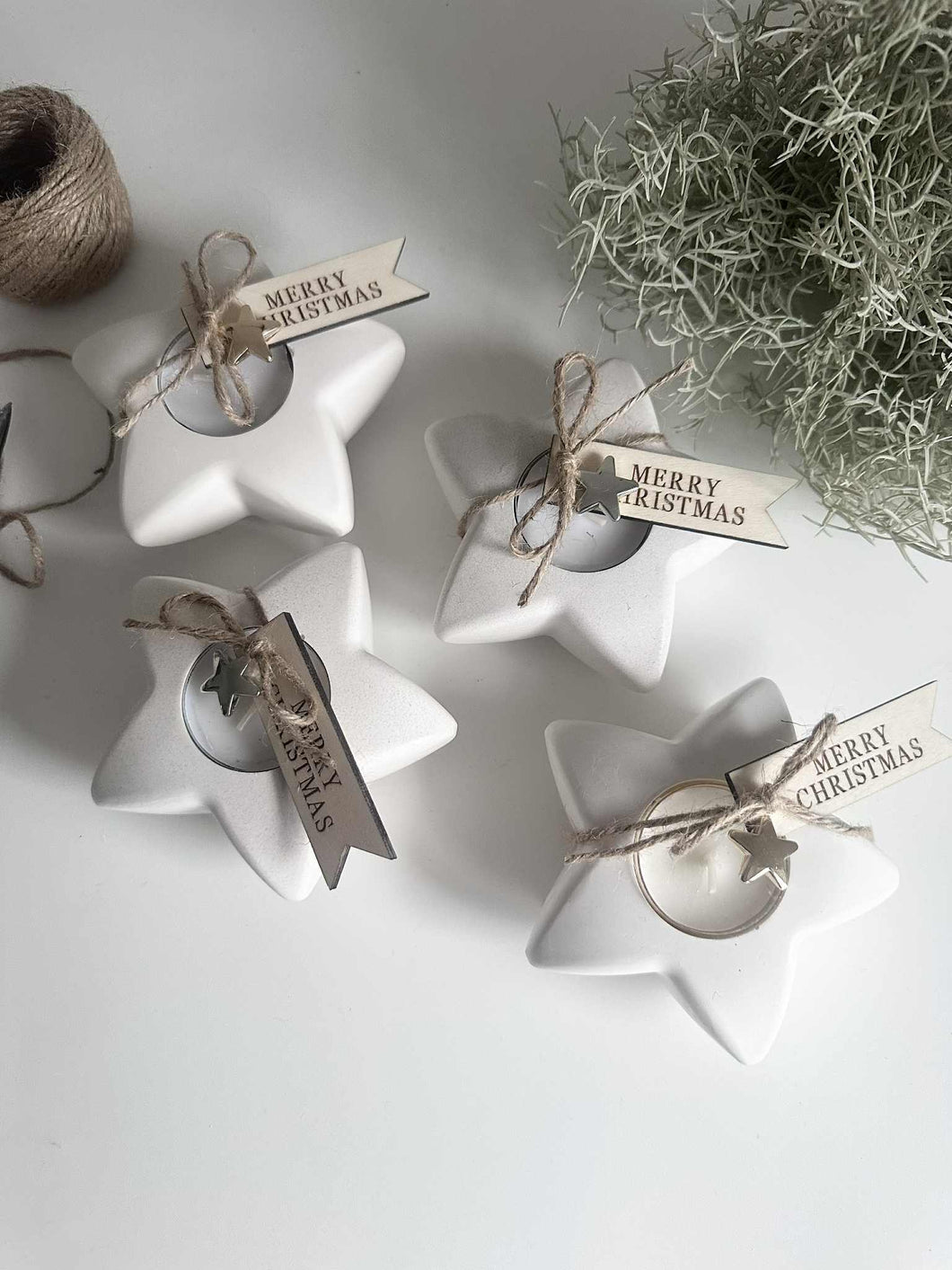 Set Of Two Christmas Star Tea Lights