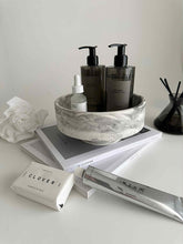Load image into Gallery viewer, Martinique Black/Grey Marble Pedestal Bowl

