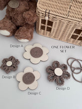 Load image into Gallery viewer, Nursery/Bedroom Wooden/Cotton Wall Flower Decor Hanging Set Of Four
