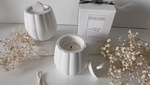 Load and play video in Gallery viewer, Fragrance Soy Wax Candle In Ceramic Curved Pot
