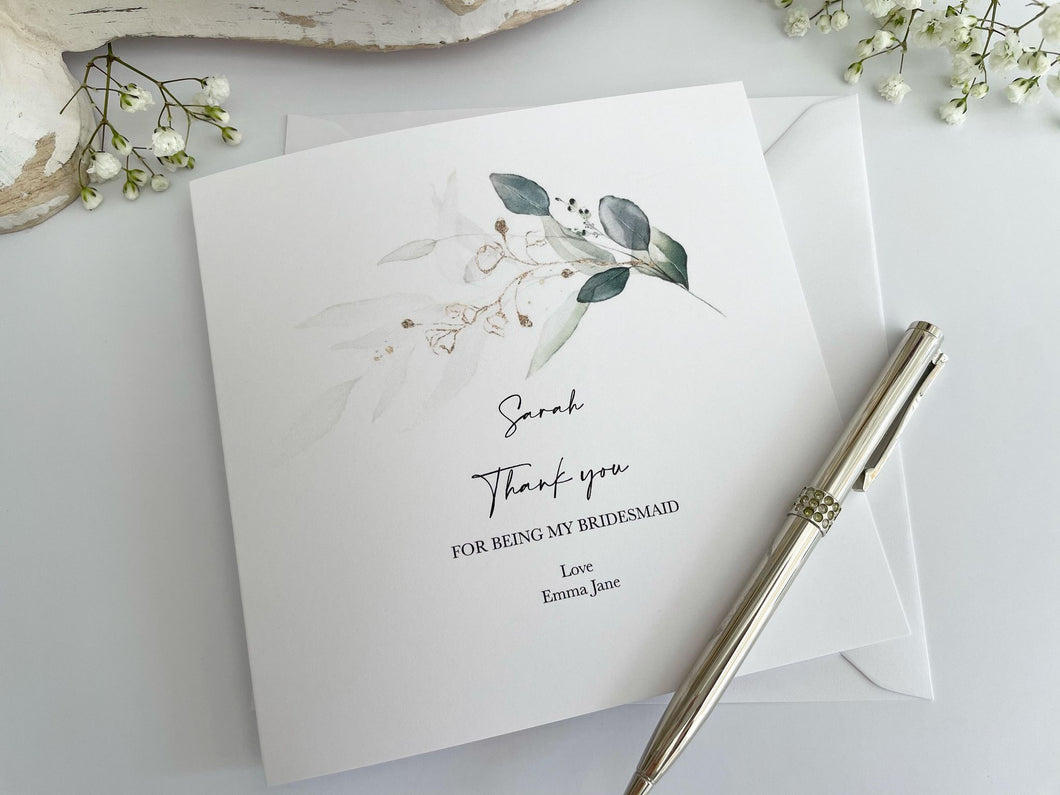 Thank you Bridesmaid/Maid Of Honour Personalised Card