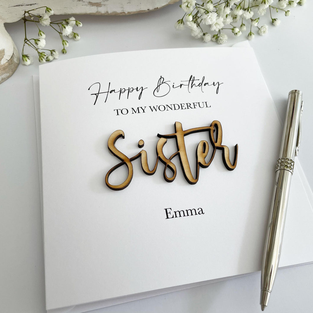 Personalised Happy Birthday Sister Card
