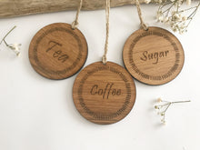Load image into Gallery viewer, Oak Tea Coffee Sugar Tags
